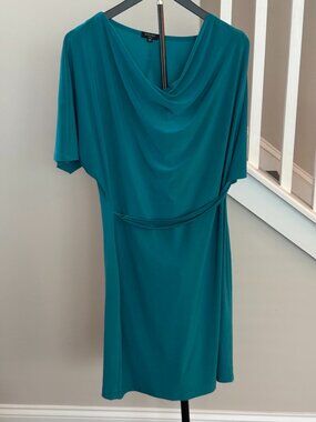 Jewel Tone Turquoise Cowl Neck Dress with Belt US Size Medium